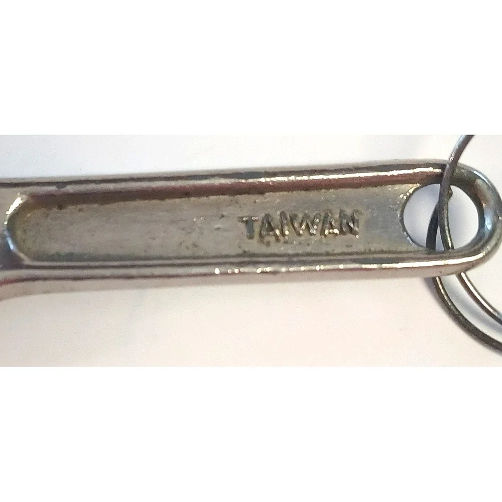 Vintage 1980s Mini Adjustable Crescent Wrench Keychain Keyring Taiwan